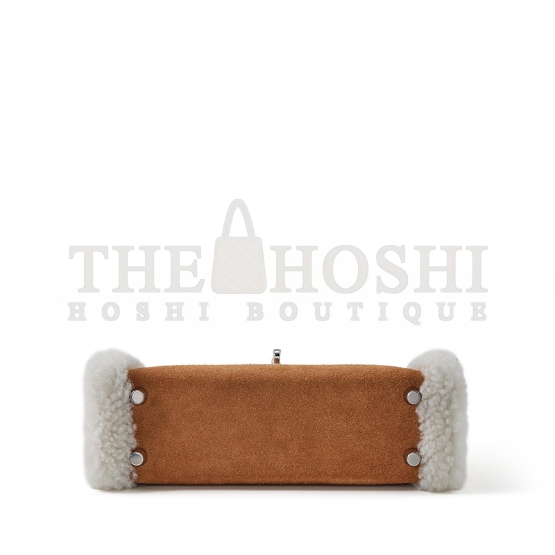 H**me5 LIMITED EDITION ALEZAN SWIFT, CHAMOIS GRIZZLY AND ECRU SHEARLING TEDDY PLUSH MINI KELLY II 20 PALLADIUM HARDWARE H084115CKAC (19*12*6cm) Master Quality